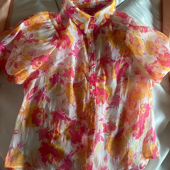 Pink and Orange Floral Blouse - Picture 4 of 4